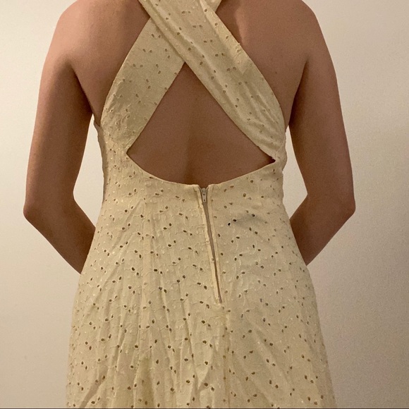 VINTAGE Pale Yellow Eyelet Maxi Dress - Picture 4 of 14